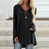 Blusa de manga larga con cuello en V para mujer de marca, ropa de otoño para mujer, jersey informal, Tops, blusas de L-5XL de gran tamaño, camisas