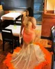 Vestidos De Boda Invitada Black Girls Orange Mermaid Prom Dresses 2022 Sequin Luxury Feathers Evening Gowns For Women Party