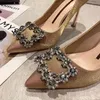 2021 Fashion Sexy Heels Pumps Pointed Head Crystal Luxury Wedding Shoes Women Shoes Fashion Sexy Woman Pumps G220425