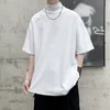 Privathinker Streetwear Turtleneck Mężczyźni Tshirt Solid Color Hip Hop Mężczyzna Oversized T Koszulki Man Casual Krótki Rękaw Top Tees 220325