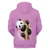 Söt panda hoodie för män och kvinnor på våren och hösten roliga 3D -tryckta tröja casual gata ungdomskläder lös topp l220704