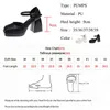 Women Dress Shoes Lucyever 2022 Enkelbandje Platform Pompen Vrouwen Pu Lederen Vierkante Teen Mary Jane Schoenen Vrouw Goth Dikke Hoge Hakken Dames 220607