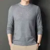 에리다 누스 가을 O-Neck Jacquard 스웨터 견고한 풀오버 남성 니트 스웨터 원사 염색 된 모방 양모 얇은 스웨터 MZM164 L220801