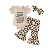 Set di abbigliamento 2022-04-13 Lioraitiin 0-18 M Born Infant Baby Girl 3 pezzi Estate manica corta Lettera Body Top Leopard Pantaloni lunghi