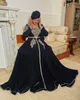 Hochwertige, applizierte, lange Ärmel, marokkanische Kaftan-Abendkleider, Party, einfarbig, modisch, Dubai, formelle Abendkleider in Übergröße