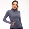Luluemons Yoga Lu Lu Definiera jacka Kvinnor Solid Sports Breatble Coat Long Sleeve Tickets Gym Shirt Workout Tops Running Outfit Sportwear GECLOTHES AAA