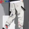 Calças masculinas RainbowTouches Sports Solte Treinamento Fittness Troushers Men Hip Hop Graffiti Fashion Printing Casual Cropped Cargo 220827