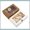 Packing Boxes Office School Business Industrial Kraft Card Paper Cupcake Box 6 Cup Cake Holders Muffin Dessert Portable Package Six Tray G