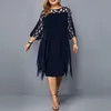 Plus Size Dresses Summer Lace Mesh Sexy Elegant Midi Party Sequin Dress Loose Long Sleeve Women s Clothing Clubwear 4XL 5XL 6XL 220526