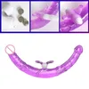 3 colori flessibile doppio dildo morbido vaginale anale donne gay lesbiche con estremità dong pene giocattoli sexy artificiali