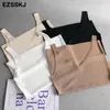 Été printemps solide col en v tricot basique débardeur femmes Cami coréen Camisole élastique gilet tricot sexy hauts femme camis S 220407