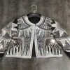 Jackets femininos Spring Spring pesada indústria lantejas coloridas estrelas abstrato figura jaqueta bordada