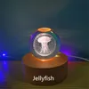 Night Lights USB Plug-in 3D Carving Starry Sky Moon Light LED Solid Wood Crystal Ball Living Room Bedroom Decoration Ornaments