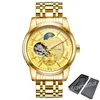 Orologi da polso Tourbillon Orologio meccanico automatico da uomo fasi lunari Orologi da uomo d'affari luminosi impermeabili in acciaio inossidabile oro Reloj Hombr