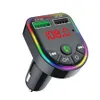 F5 F6 RGB Ambient Light Car MP3 Player Bluetooth 5.0 FM Transmitter Wireless Handsfree Kit مع شاحن مزدوج 3.1A