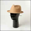 Beanie/Skl Caps Hats Hats Scarves Gloves Fashion Accessories 02-Hh8175 New Solid Wool Classic Small Brim Fedoras Cap Men Women Panama Jaz