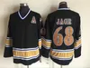 Heren 68 Jaromir Jagr Hockey Jerseys 1992 Vintage Zwart Wit Blauw Gestikte C Patch