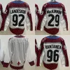 8 Koszulka Cale Makar Mikko Rantanen Gabriel Landeskog Nathan MacKinnon Valeri Nichushkin 19 Joe Sakic Koszulki hokejowe Czerwony Biały Granatowy Stitched