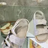 Top designer 2022 new sandals women's flat felt wooden shoes metal buckle back trip belt casual men's thick bottom beach slippers 35-45
