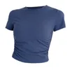 Lu Align estate nuovi vestiti da yoga femminili T-shirt fitness sport tempo libero girocollo personalità vita slim allenamento maniche corte2410