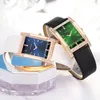 Armbanduhren Marke Retro Square Kleine Grüne Quarzuhr Damen Wasserdicht Temperament Handgelenk Mit DiamantArmbanduhren