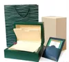 Relógio de luxo Boxes Mens Para Caixa De Relógio Verde Original de Madeira Interior Outer Men's Homens Relógios Caixas de Papéis