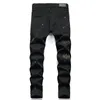 Hommes extensible déchiré Rivet Jeans nouveau petit trou noir droit Denim pantalon Style Punk mode Caual Streetwear