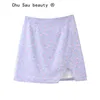 Chu Sau beauty Women Summer Mini Skirt Woman Sexy Pack Hip Holiday Party Stretch Chiffon Split Print Tight Mini Skirt 220611