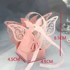 1050100pcs Laser Cut Coupe creux Favors Cadeaux Boîtes de bonbons Boîtes de bonbons avec ruban Baby Shower Géniture Fourniture 220705