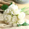 Dekoracyjne kwiaty wieńce Ładne 11 głów/bukiet róża sztuczna jedwabna bukiet biały różowy ślub dom domowy dekoracja fałszywa kwiaci