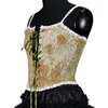 Bustiers Corsets Coréen Mince Court Corset Vert Sexy Femmes Sans Manches Vintage Peinture À L'huile Dentelle Réservoir Crop Tops Femme VestBustiers