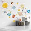 Adesivos de parede desenho animado solar system planetas espacial para crianças quarto decoração meninos berçário mural arte diy pvc home decalswall