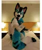 Blue Long Fur Husky Dog Fursuit Mascot Costume Suit Fancy Dress Adult Size high quality