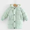 2021 Autumn Winter Children garoto Jaqueta longa encapuzada algodão-algodão quente Parka de 3 a 10 anos de bebês jaquetas de roupas de bebê J220718