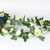 Artificial Flowers Faked Rose Vine Hanging Plant Flower with Green Leaves Decorative for Wedding Garden Wall Home Party Hotel Office Decoration