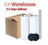 CA warehouse Sublimation 20oz Straight Tumblers with Metal Straws and Silicon Rubber Bottoms Heat Press Water cups Arrive Your Address in Four Days.
