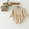 Baby meisje romper bloemen linnen katoenen katoen korte mouw geboren meisjesjurk jumpsuit baby kleding baby meisje zomer kleding 220426