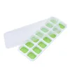 Square Silicone 14-cell Ice Cube Mold With Lid Soft Bottom Cream Making Trays Reusable DIY 220509