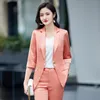 Women's Two Piece Pants Pink Blazer Suits Women High-End Business Half Sleeve Black Jacket Sets OL Plus Size 3XL Woman 2 SuitWomen's