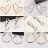 Mixed Simple 18K Gold Plated 925 Silver Luxury Designers Letters Stud Geometrische Famous Women Round Crystal Rhinestone Pearl Earring Wedding Party sieraden
