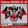 Fairings Kit ل Daytona 650 600 CC 02 03 04 04 05 Bodywork 132No.67 Cowling Red Flames Daytona 600 Daytona650 2002 2003 2004 2005 2005 Daytona600 02-05 ABS دراجة نارية الجسم