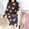 Vêtements de nuit pour femmes Style japonais mignon ours Jacquard robe de nuit automne hiver longue corail velours pyjamas doux lâche manches pull Homewear