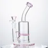 6.8 Inch Heady Glass Multiple Colors Bong Hookahs 14mm Female Joint With Bowl Water Pipes Honeycomb Perc Oil Dab Rigs