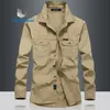 Military Quick-drying Men's Tactical Clothing Outdoor Camping Long-sleeved shirts Turn-down Collar Large Size Male Khaki 220322