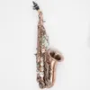 Retro B-flat professional curved soprano saxophone antique brushed copper material professional-grade tone SAX instrument