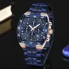 Men Chronograph Sport Horloges voor mode Square topmerk luxe roestvrij staal waterdichte kwarts horloge Reloj Hombre