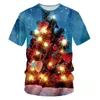 夏のトッププリントクリスマスツリーギフト3D TシャツマンヒップホップスポーツウェアTシャツHomme Crewneck Teeシャツ特大7xl 220623