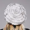 Belle dame béret casquettes tricoté réel Rex lapin fourrure bonnet chapeau femmes hiver chapeaux 100 casquette 220817