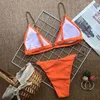 Bikini 2021 Sexy Orange Red Metal Chain Strap Swimwear Swimsuit Women Bikinis Set Bathing Suit Beach Bikini Female Bikinis Mujer Y220420