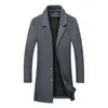 Cappotto da uomo in misto lana moda inverno caldo tinta unita lungo trench giacca maschile monopetto business casual soprabito Parka T220810